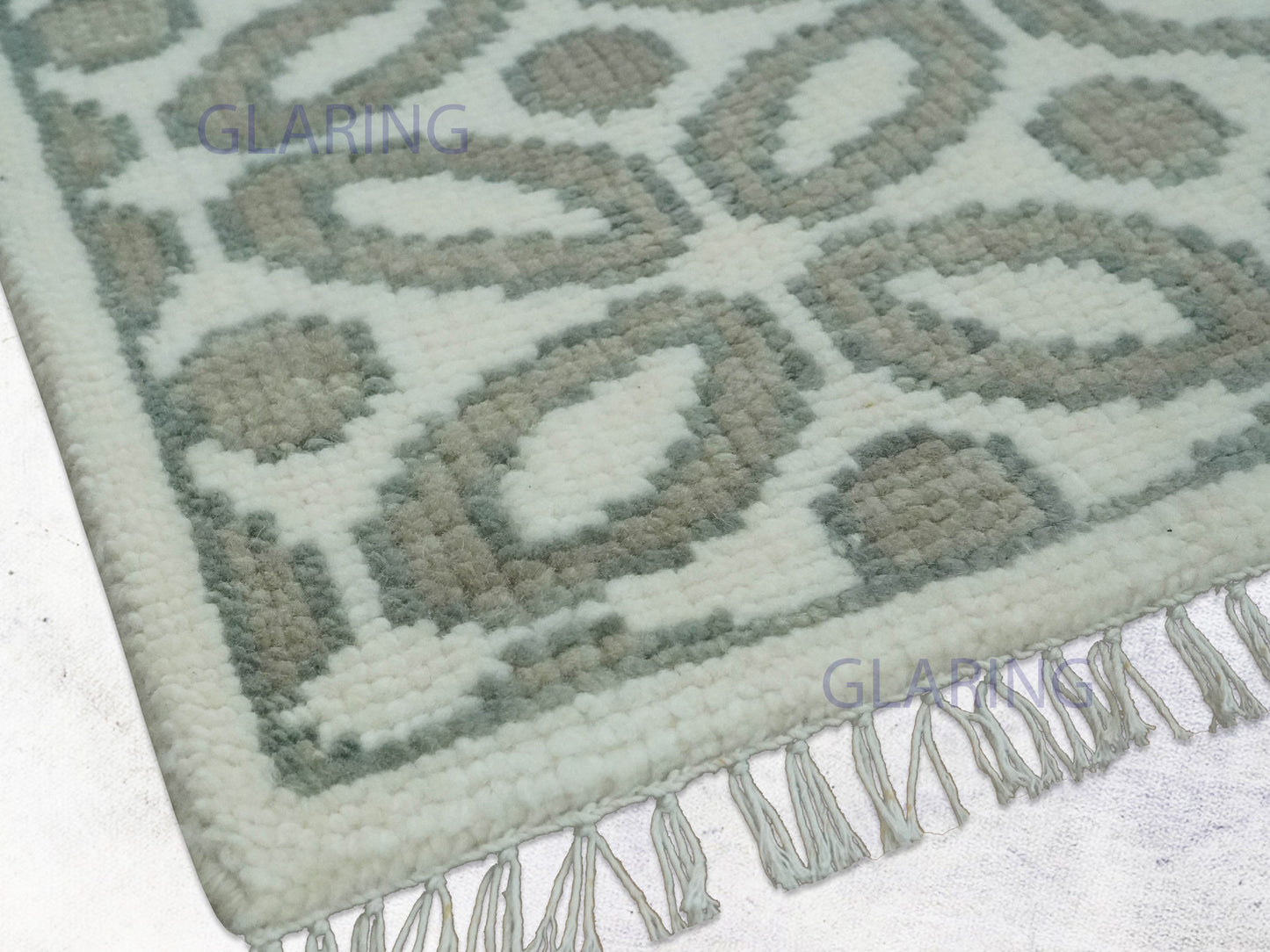 Hand-Knotted Modern Rug | Geometric Design in Ivory & Grey
