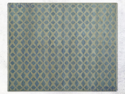 Hand-Knotted Modern Rug | Geometric Diamond Design in Grey & Beige