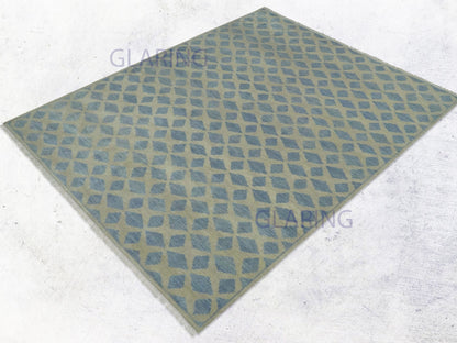 Hand-Knotted Modern Rug | Geometric Diamond Design in Grey & Beige