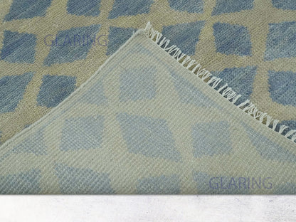 Hand-Knotted Modern Rug | Geometric Diamond Design in Grey & Beige