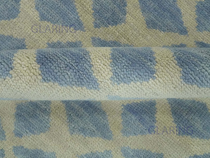 Hand-Knotted Modern Rug | Geometric Diamond Design in Grey & Beige