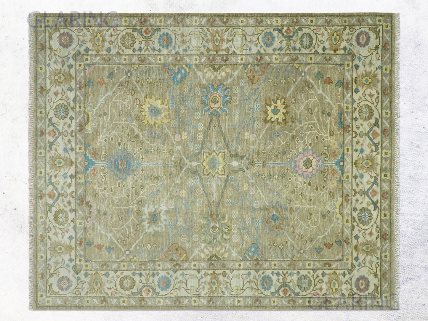 Hand-Knotted Traditional Rug | Oushak Design in Brown & Ivory