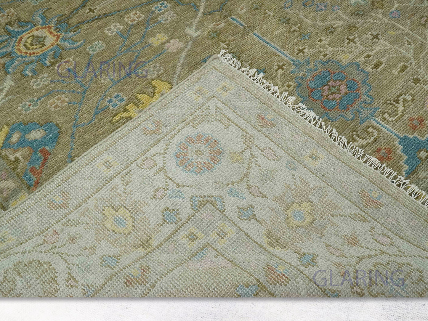 Hand-Knotted Traditional Rug | Oushak Design in Brown & Ivory