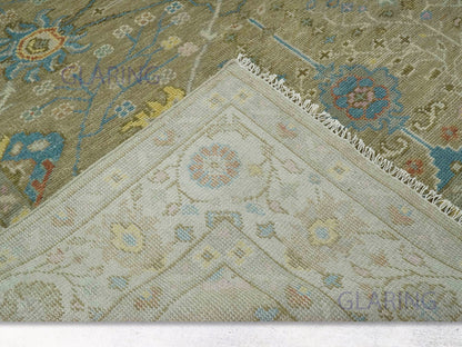 Hand-Knotted Traditional Rug | Oushak Design in Brown & Ivory