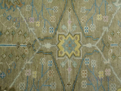 Hand-Knotted Traditional Rug | Oushak Design in Brown & Ivory