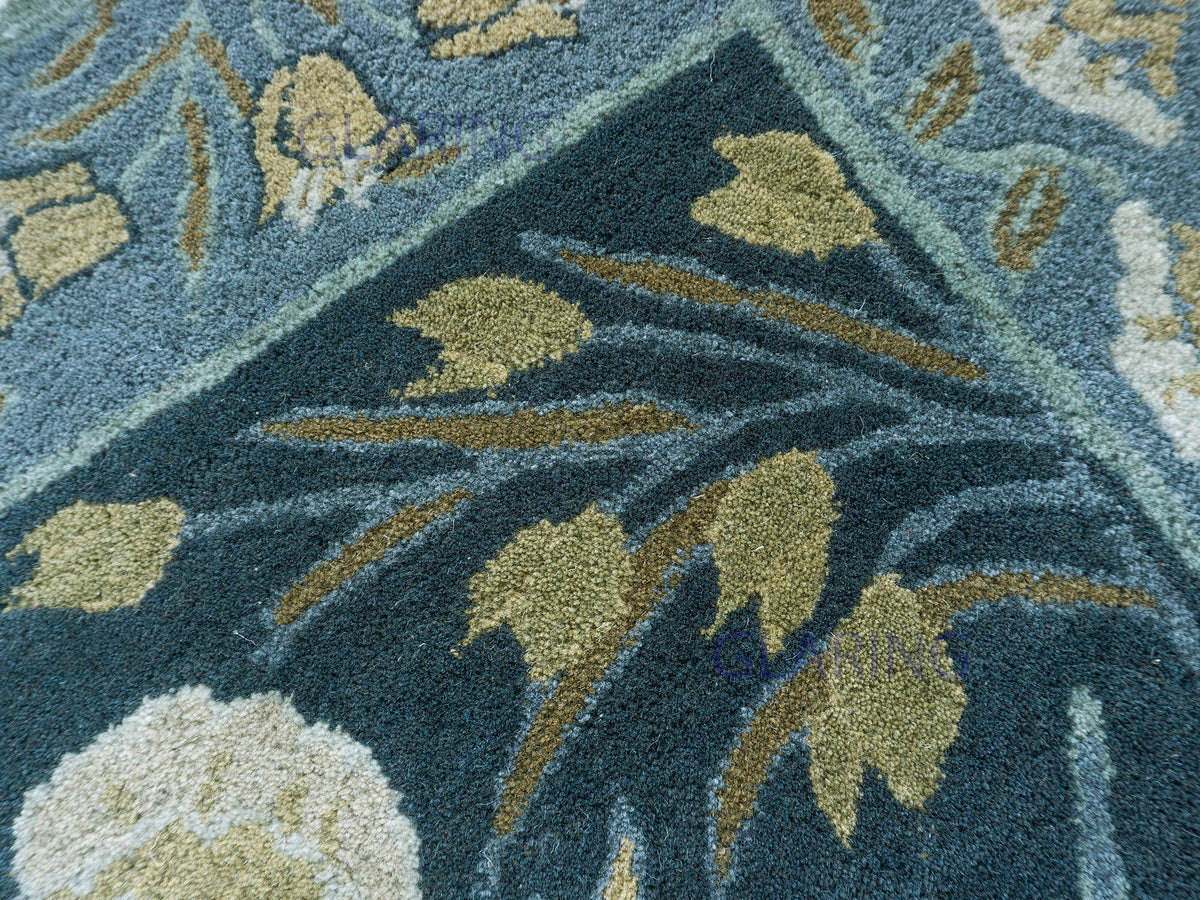 Handmade Traditional Rug | Floral Design in Blue