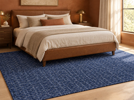 Handmade Modern Rug | Geometric Design in Blue