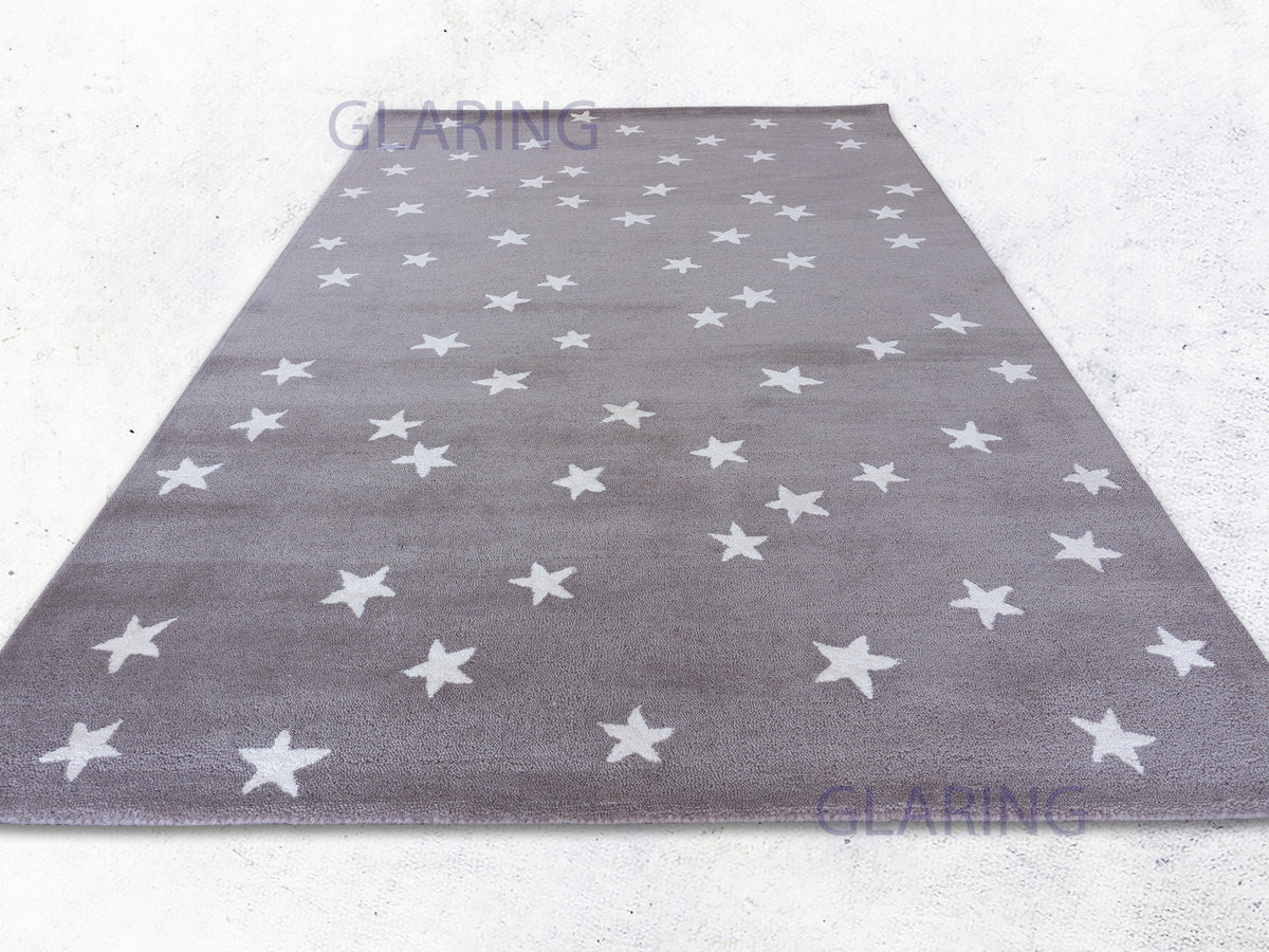 PB Starry Skies Wool Rug | Grey Geometric Star Area Rug