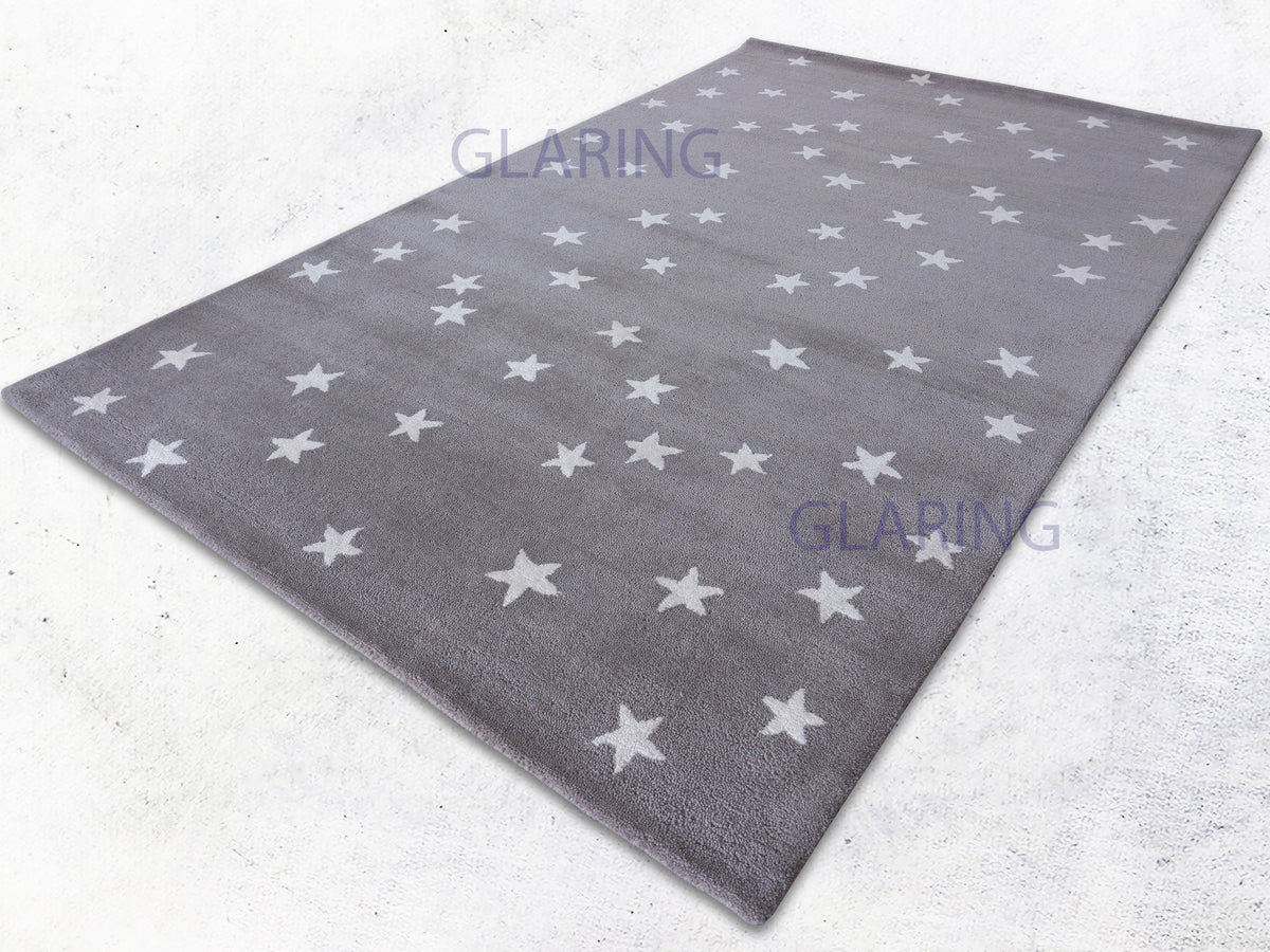 PB Starry Skies Wool Rug | Grey Geometric Star Area Rug