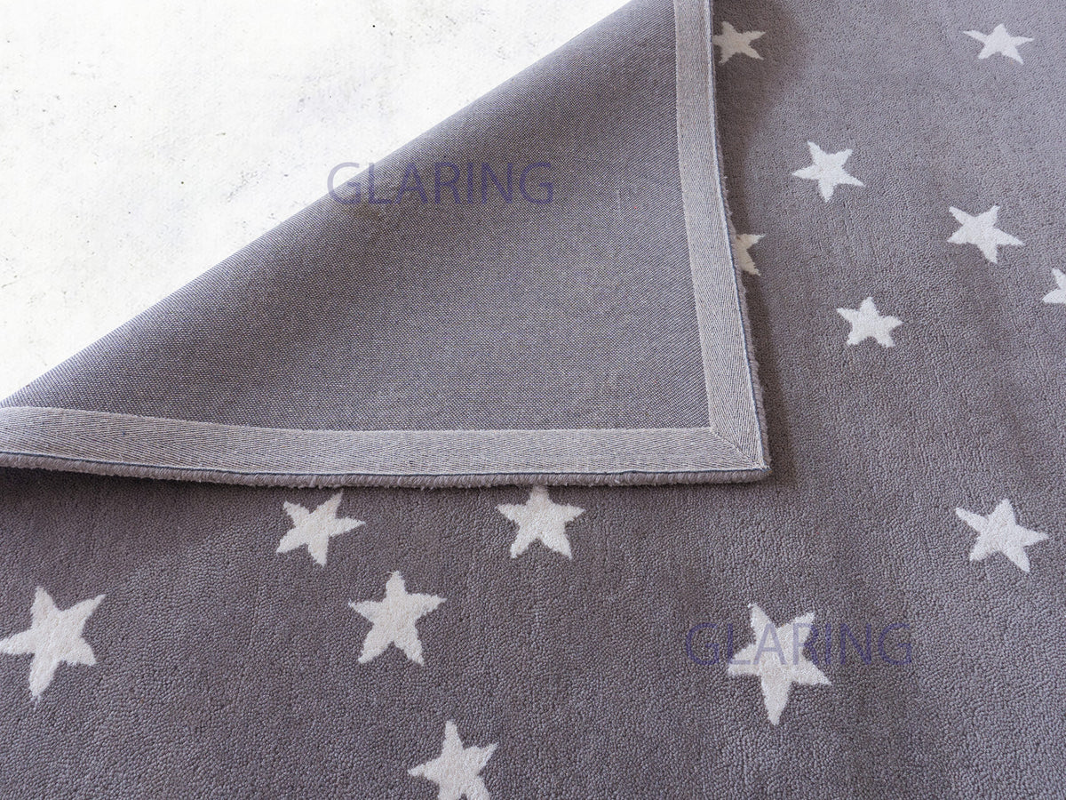 PB Starry Skies Wool Rug | Grey Geometric Star Area Rug