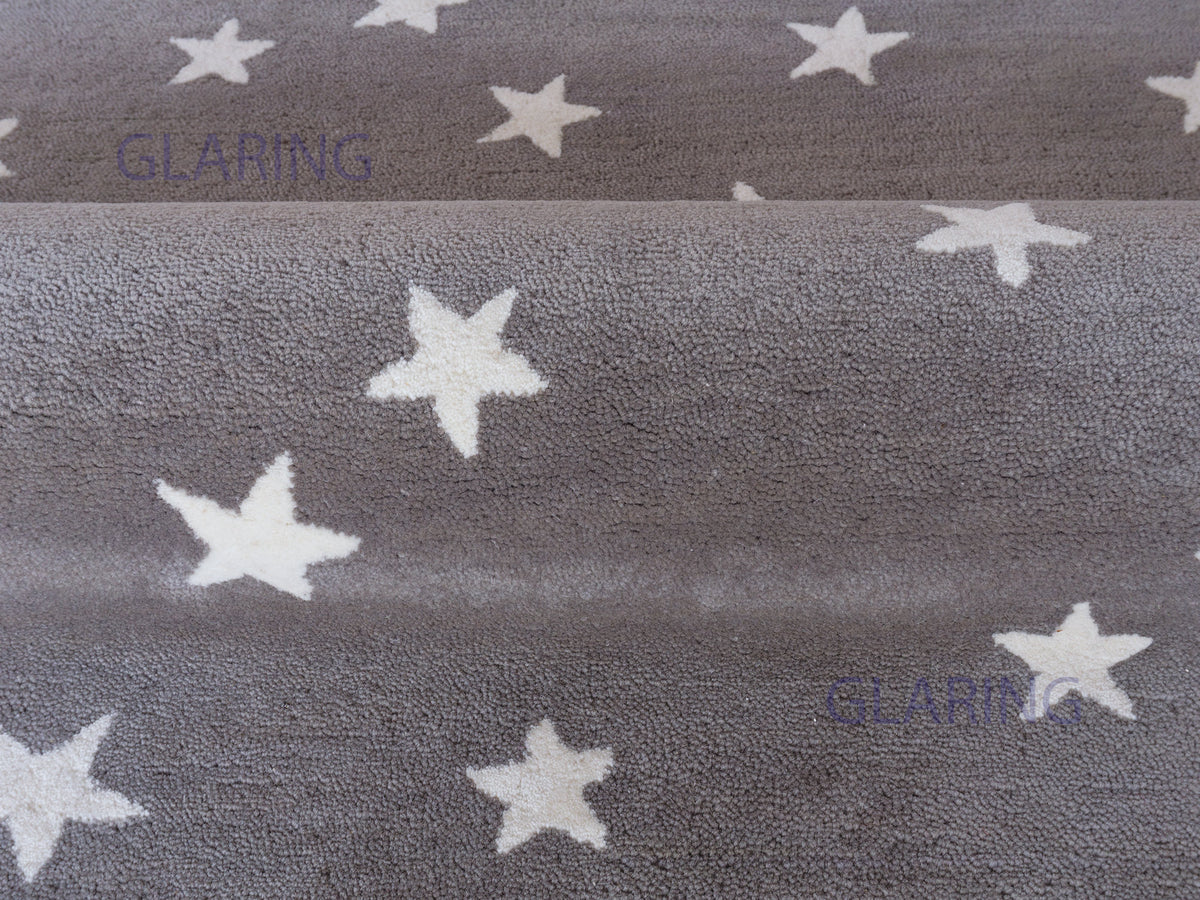 PB Starry Skies Wool Rug | Grey Geometric Star Area Rug