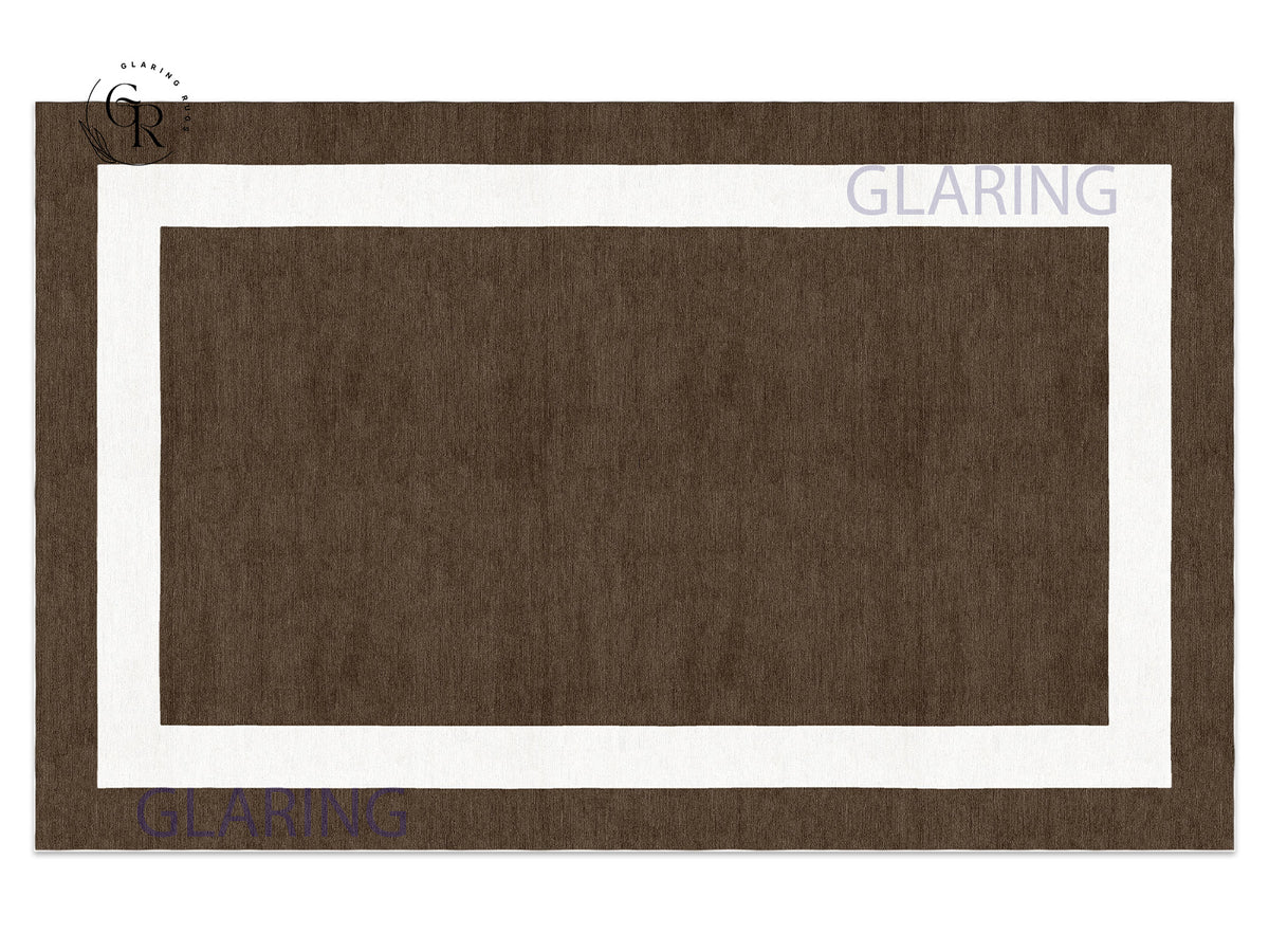 Handmade Hand-Tufted Modern Rug | Double Border Rug in Brown