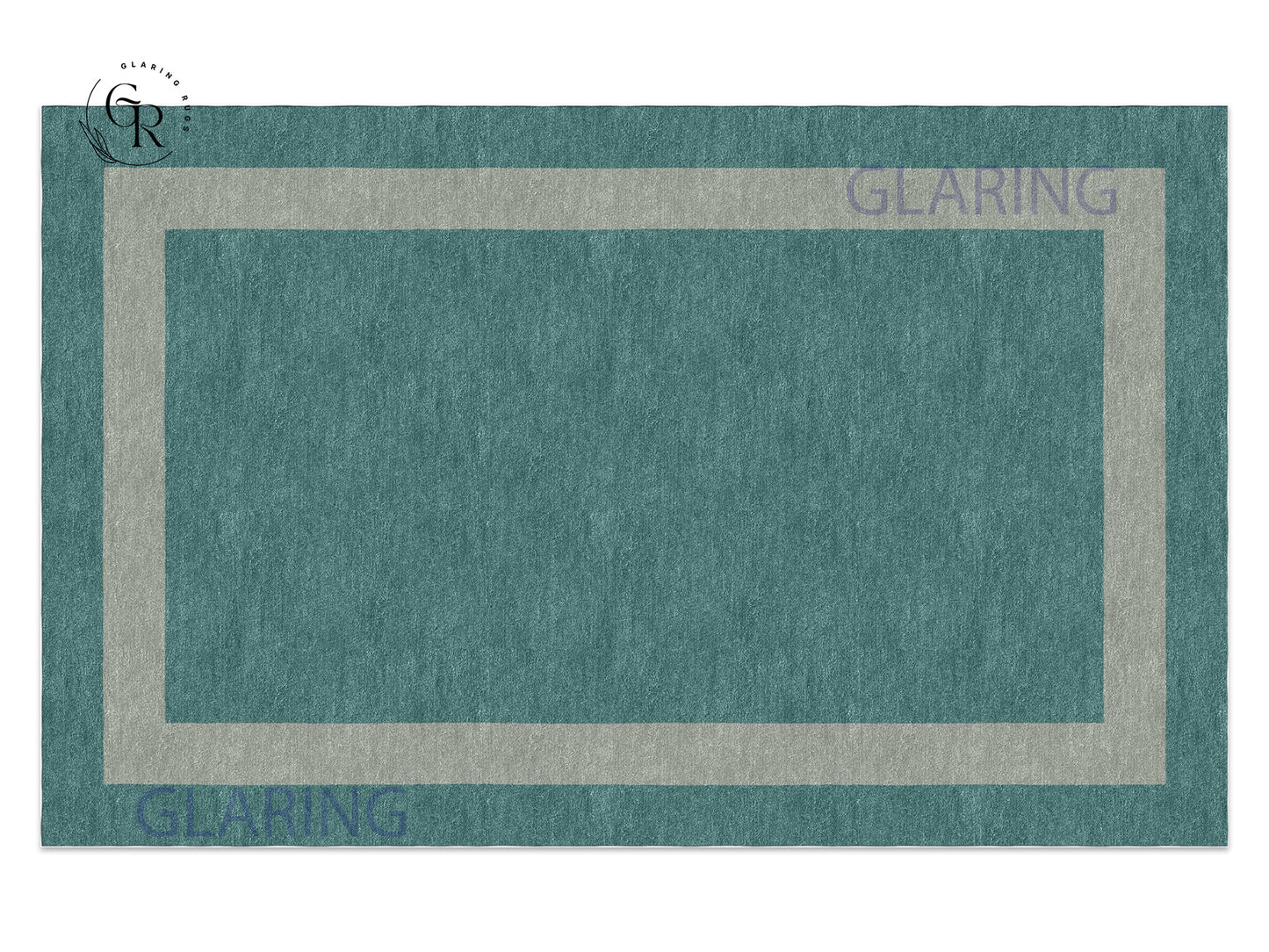 Handmade Hand-Tufted Modern Rug | Double Border Rug in Teal Green