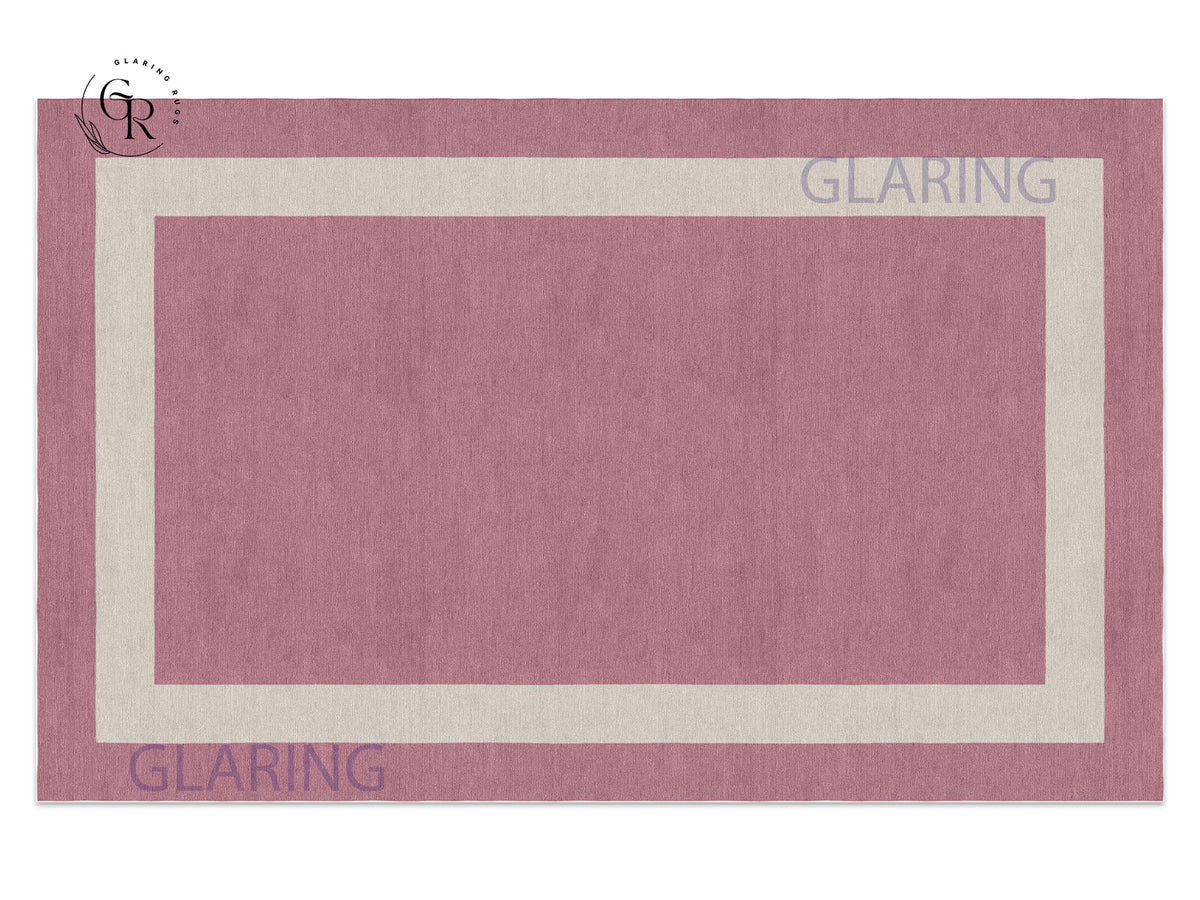 Handmade Hand-Tufted Modern Rug | Double Border Rug in Pink