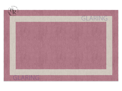 Handmade Hand-Tufted Modern Rug | Double Border Rug in Pink