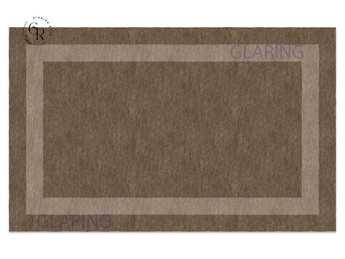 Handmade Hand-Tufted Modern Rug | Double Border Rug in Brown