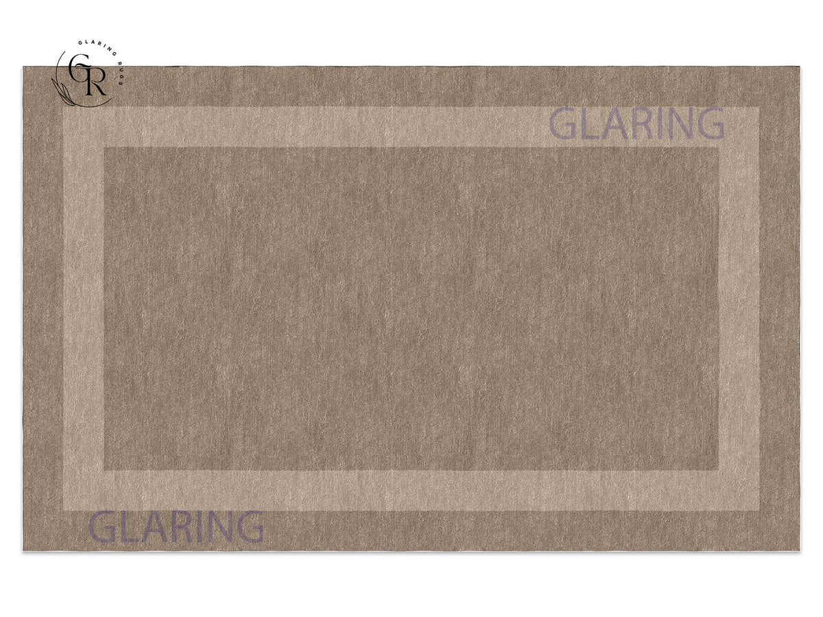 Handmade Hand-Tufted Modern Rug | Double Border Rug in Brown