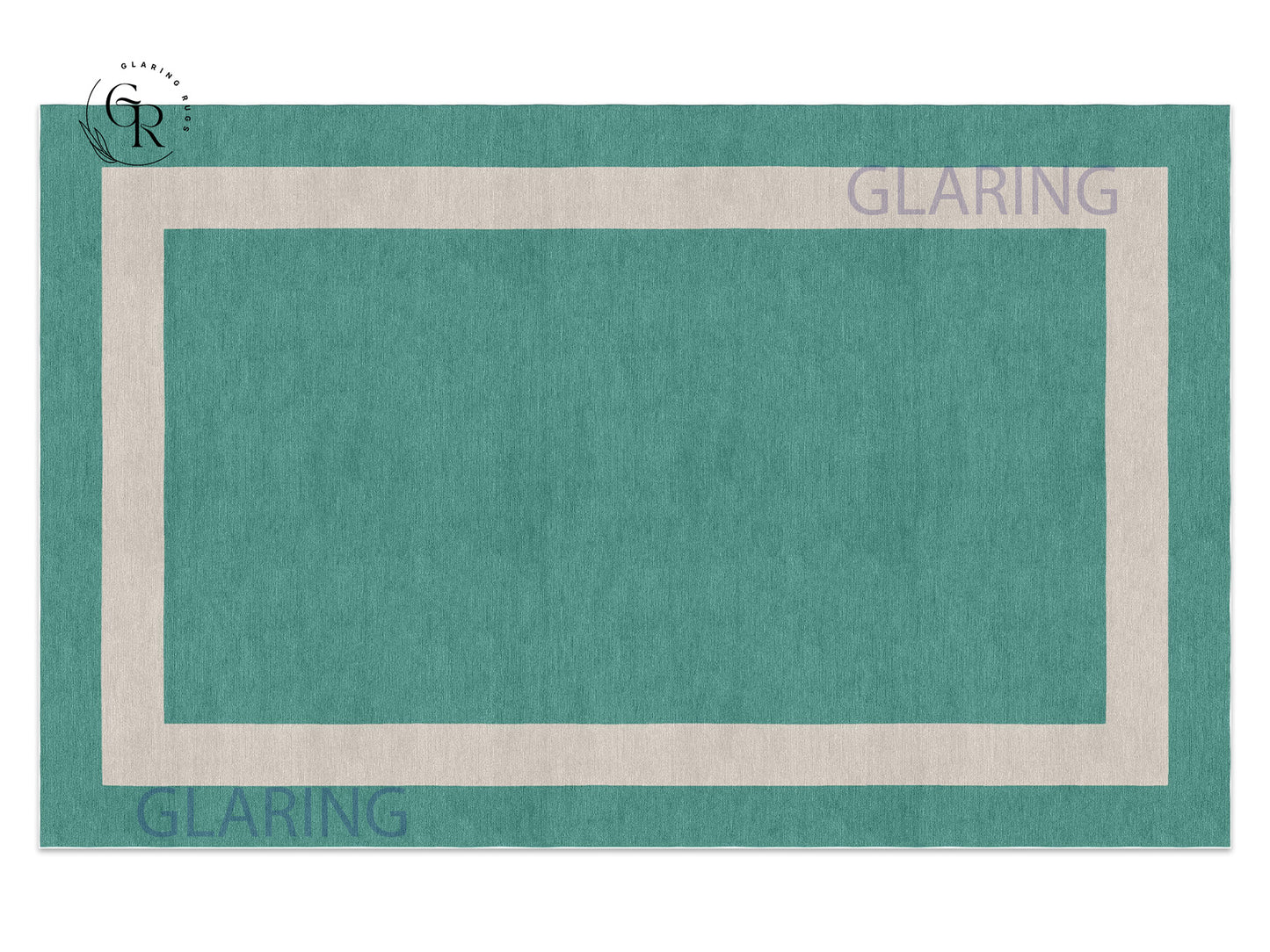 Handmade Hand-Tufted Modern Rug | Double Border Rug in Teal Green