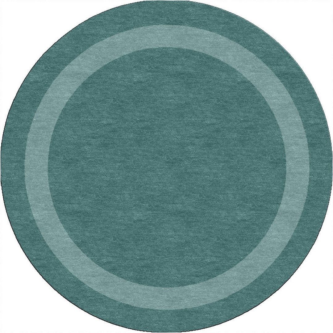 Handmade Hand-Tufted Modern Rug | Double Border Rug in Teal Green