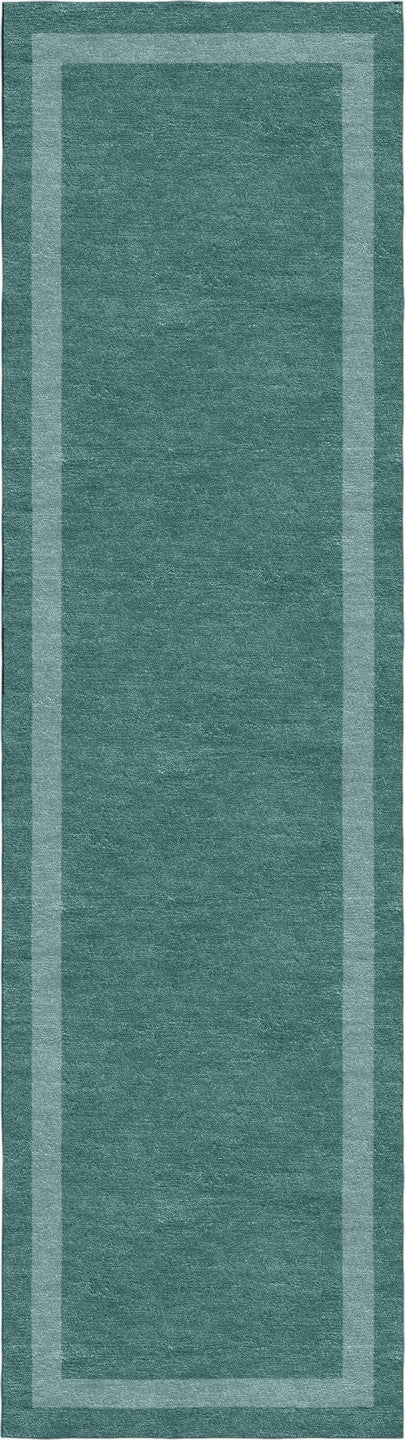 Handmade Hand-Tufted Modern Rug | Double Border Rug in Teal Green