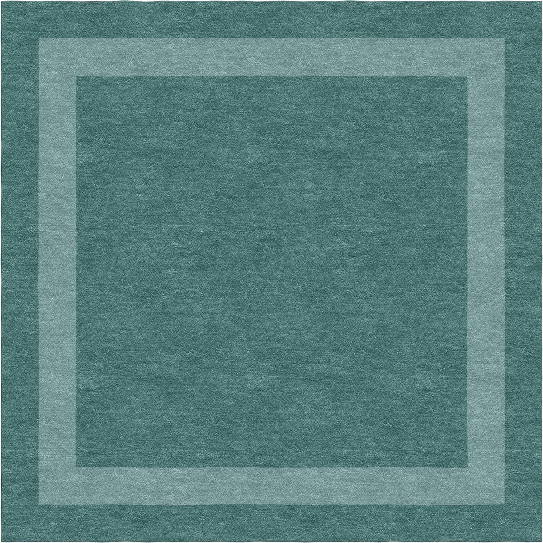 Handmade Hand-Tufted Modern Rug | Double Border Rug in Teal Green