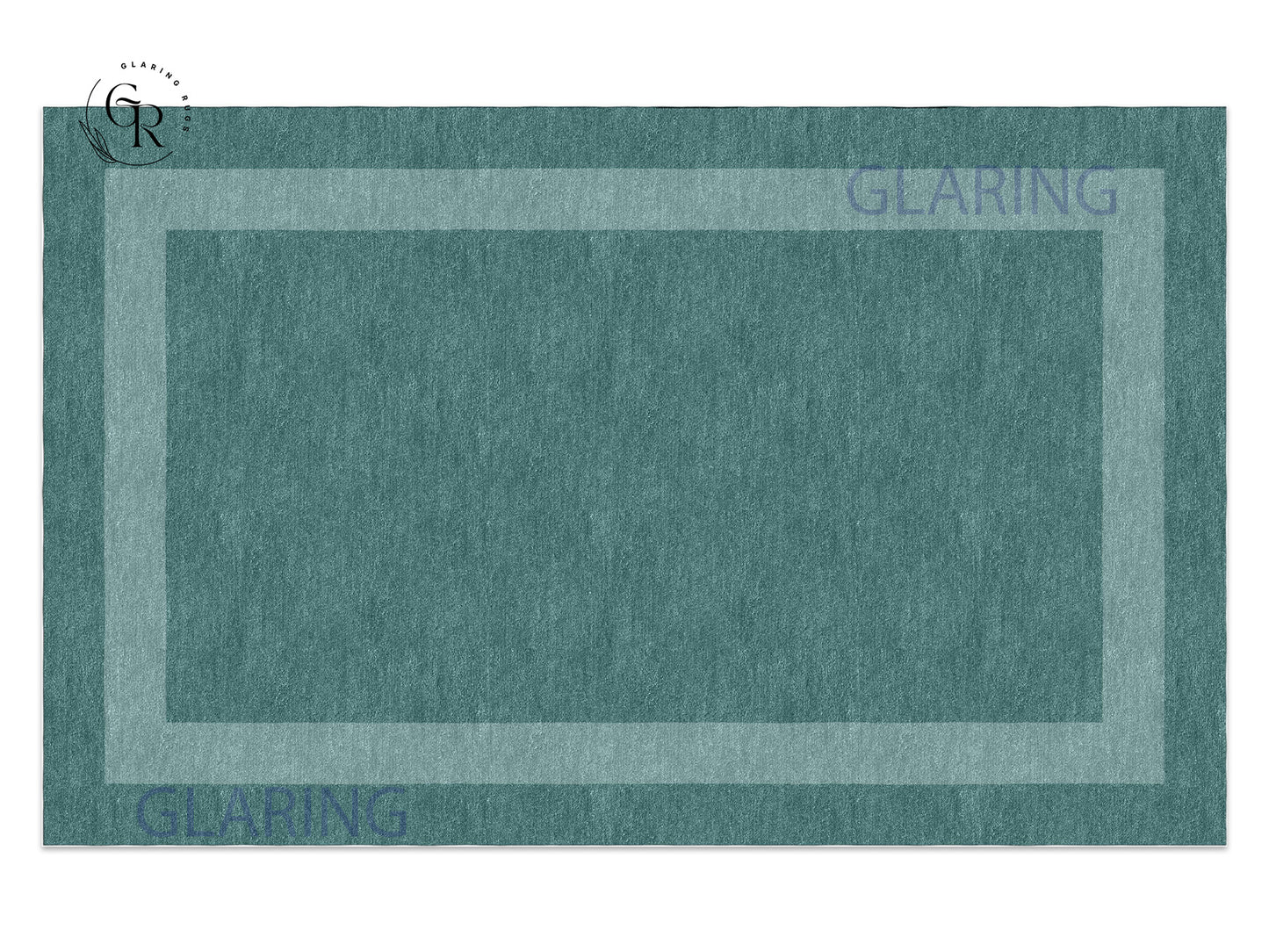 Handmade Hand-Tufted Modern Rug | Double Border Rug in Teal Green