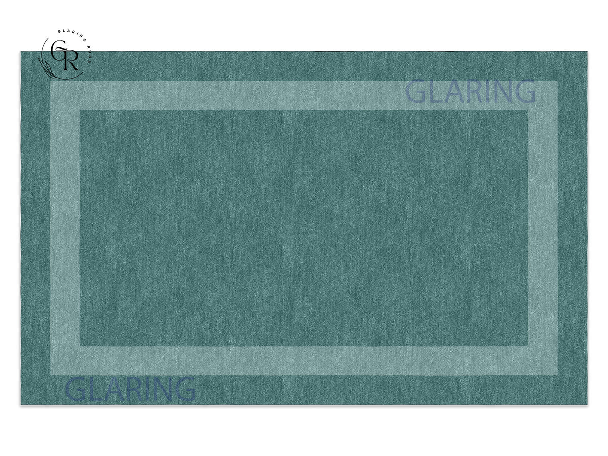 Handmade Hand-Tufted Modern Rug | Double Border Rug in Teal Green