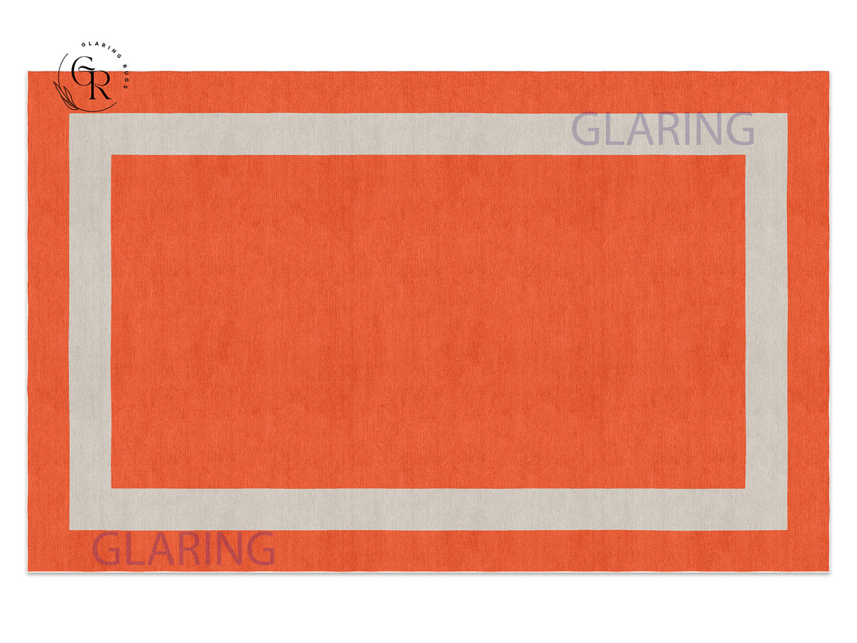 Handmade Hand-Tufted Modern Rug | Double Border Rug in Red