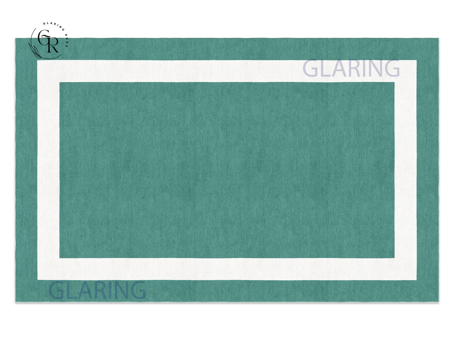 Handmade Hand-Tufted Modern Rug | Double Border Rug in Teal Green