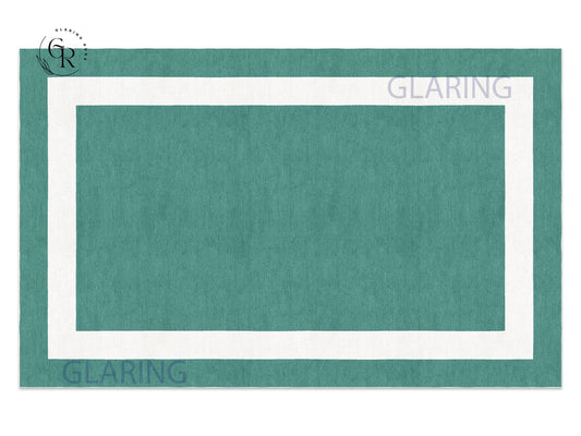 Handmade Hand-Tufted Modern Rug | Double Border Rug in Teal Green