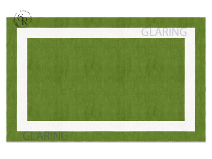 Handmade Hand-Tufted Modern Rug | Double Border Rug in Green