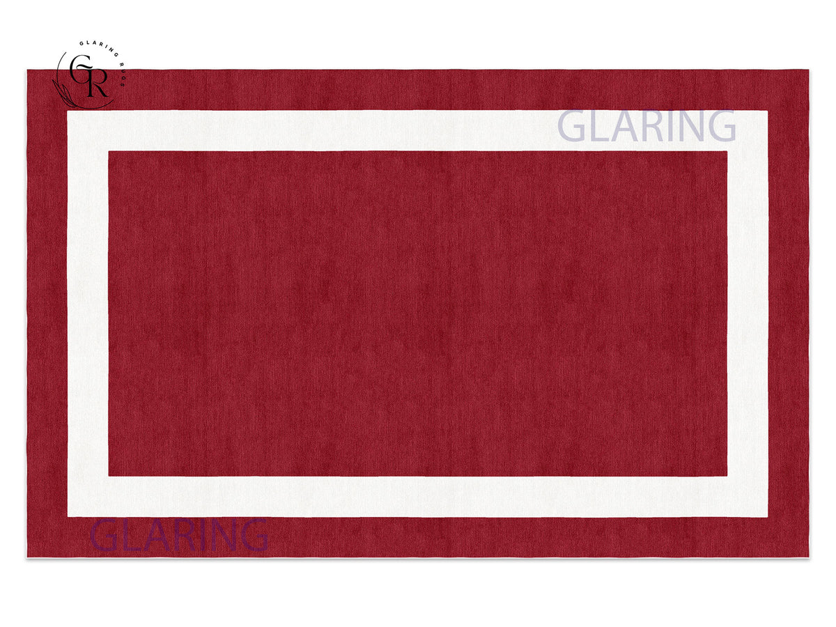 Handmade Hand-Tufted Modern Rug | Double Border Rug in Red