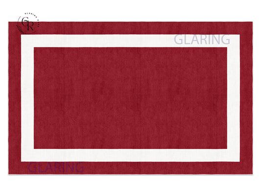 Handmade Hand-Tufted Modern Rug | Double Border Rug in Red