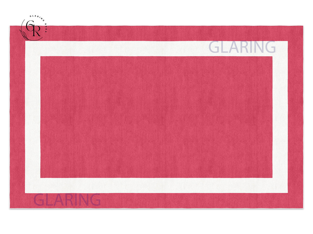 Handmade Hand-Tufted Modern Rug | Double Border Rug in Red