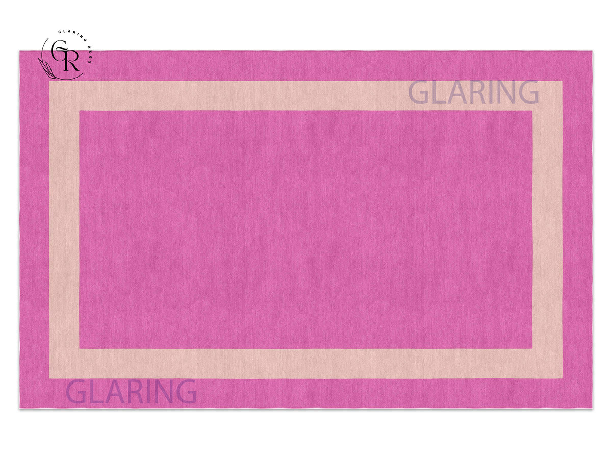 Handmade Hand-Tufted Modern Rug | Double Border Rug in Pink