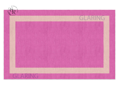 Handmade Hand-Tufted Modern Rug | Double Border Rug in Pink