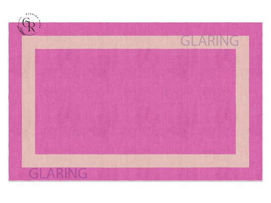 Handmade Hand-Tufted Modern Rug | Double Border Rug in Pink