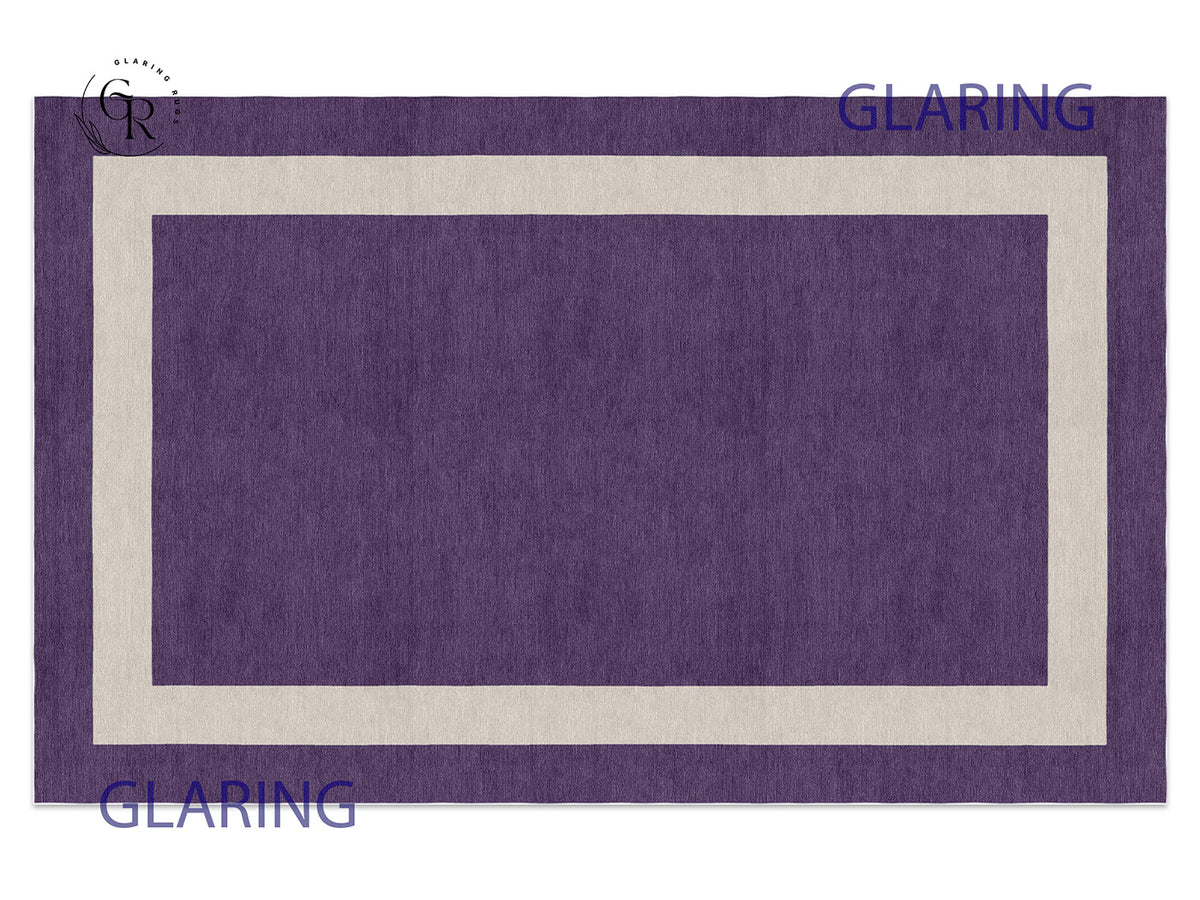 Handmade Hand-Tufted Modern Rug | Double Border Rug in Purple