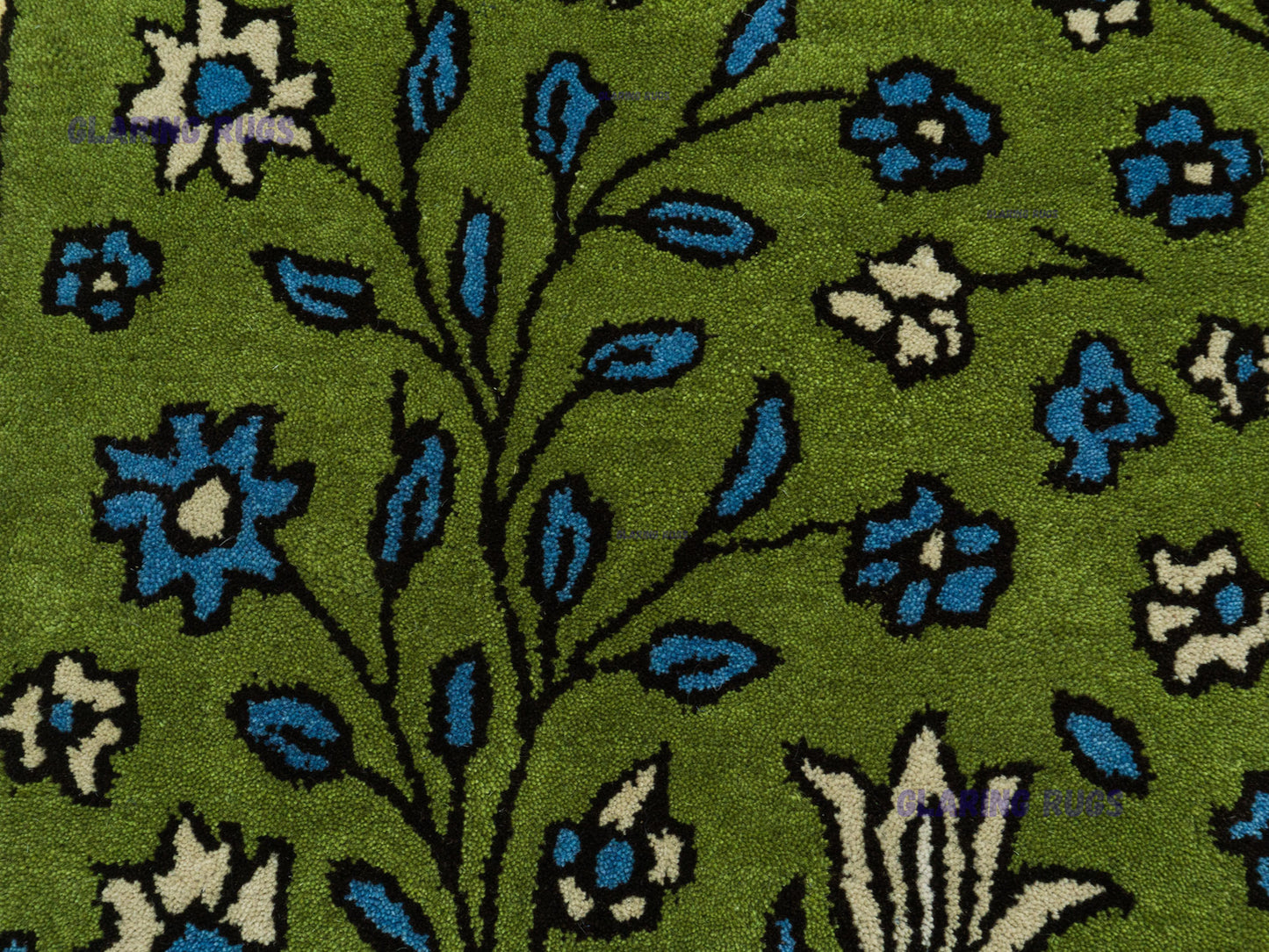 Handmade Wool Tree of Life Rug – Green Persian Floral Design