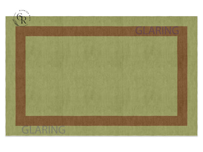 Handmade Hand-Tufted Modern Rug | Double Border Rug in Green