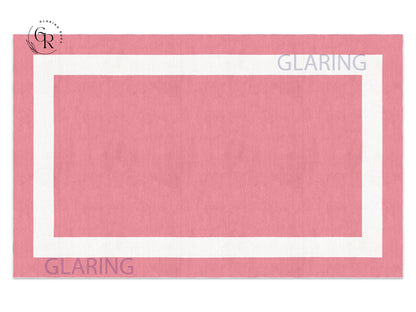 Handmade Hand-Tufted Modern Rug | Double Border Rug in Pink
