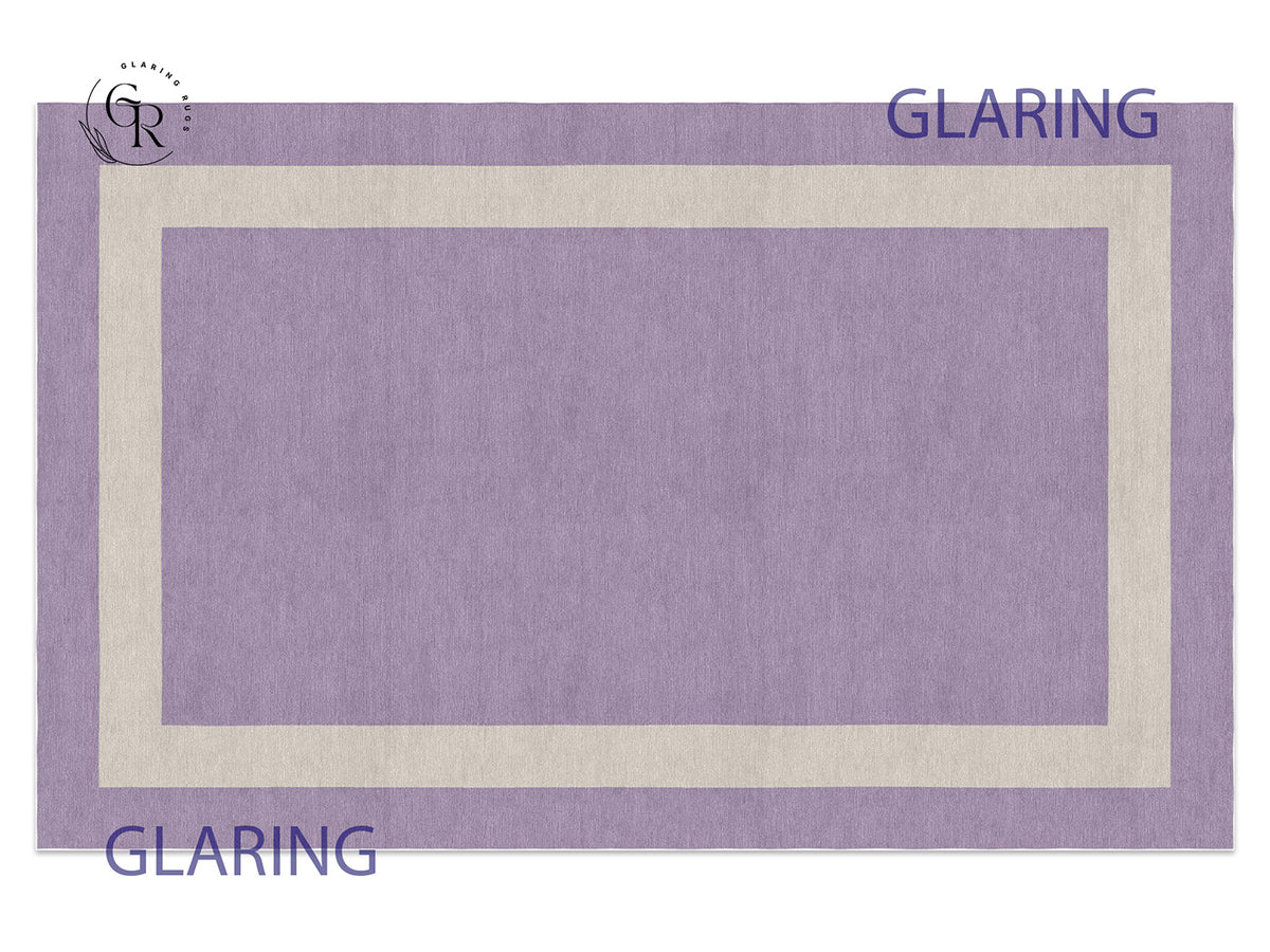 Handmade Hand-Tufted Modern Rug | Double Border Rug in Purple