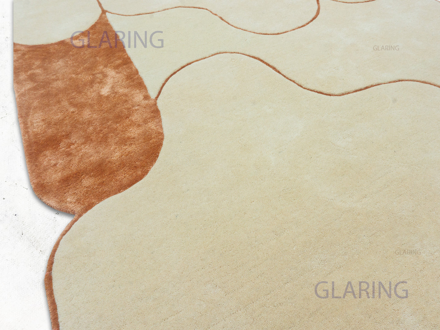 Beige & Terracotta Modern  Geometric Abstract Area Rug :Hand Tufted Wool Viscose Rug