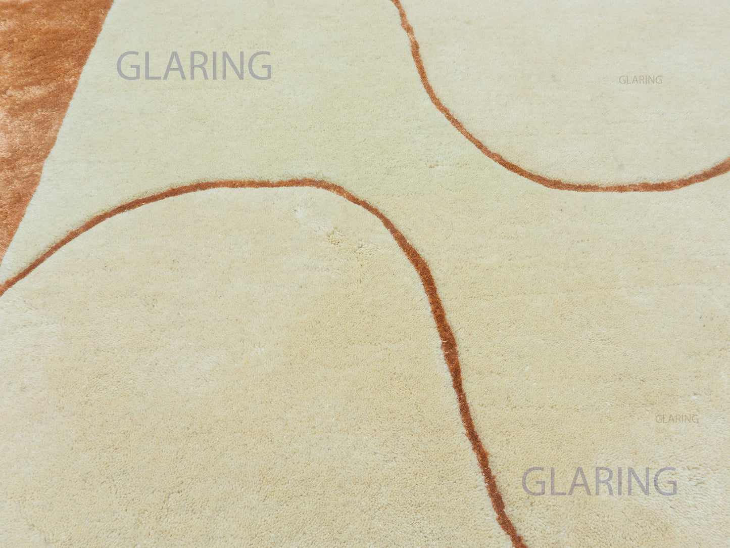 Beige & Terracotta Modern  Geometric Abstract Area Rug :Hand Tufted Wool Viscose Rug