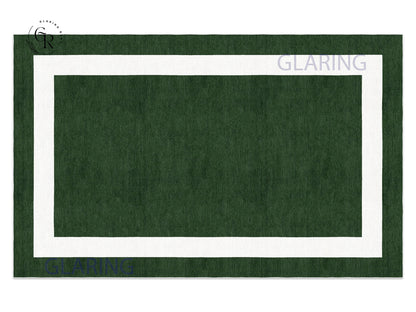 Handmade Hand-Tufted Modern Rug | Double Border Rug in Green