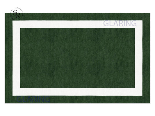 Handmade Hand-Tufted Modern Rug | Double Border Rug in Green