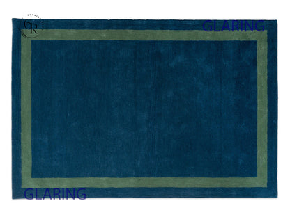 Handmade Hand-Tufted Modern Rug | Double Border Design in Green & Bottle Green