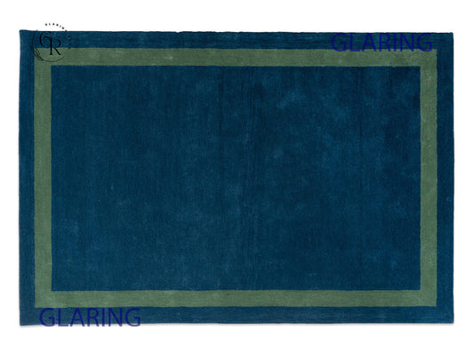 Handmade Hand-Tufted Modern Rug | Double Border Design in Green & Bottle Green