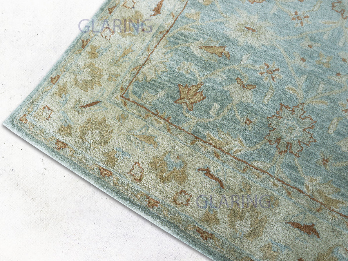 Handmade Traditional Rug | Floral Design in Blue & Beige