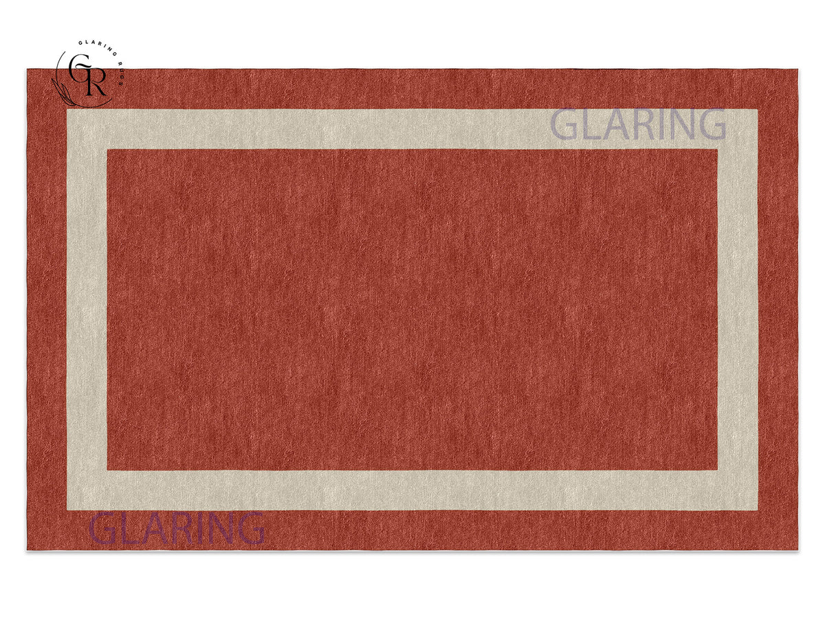 Handmade Hand-Tufted Modern Rug | Double Border Rug in Red